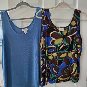 Chico's Blue and Multicolor Sleeveless Tops